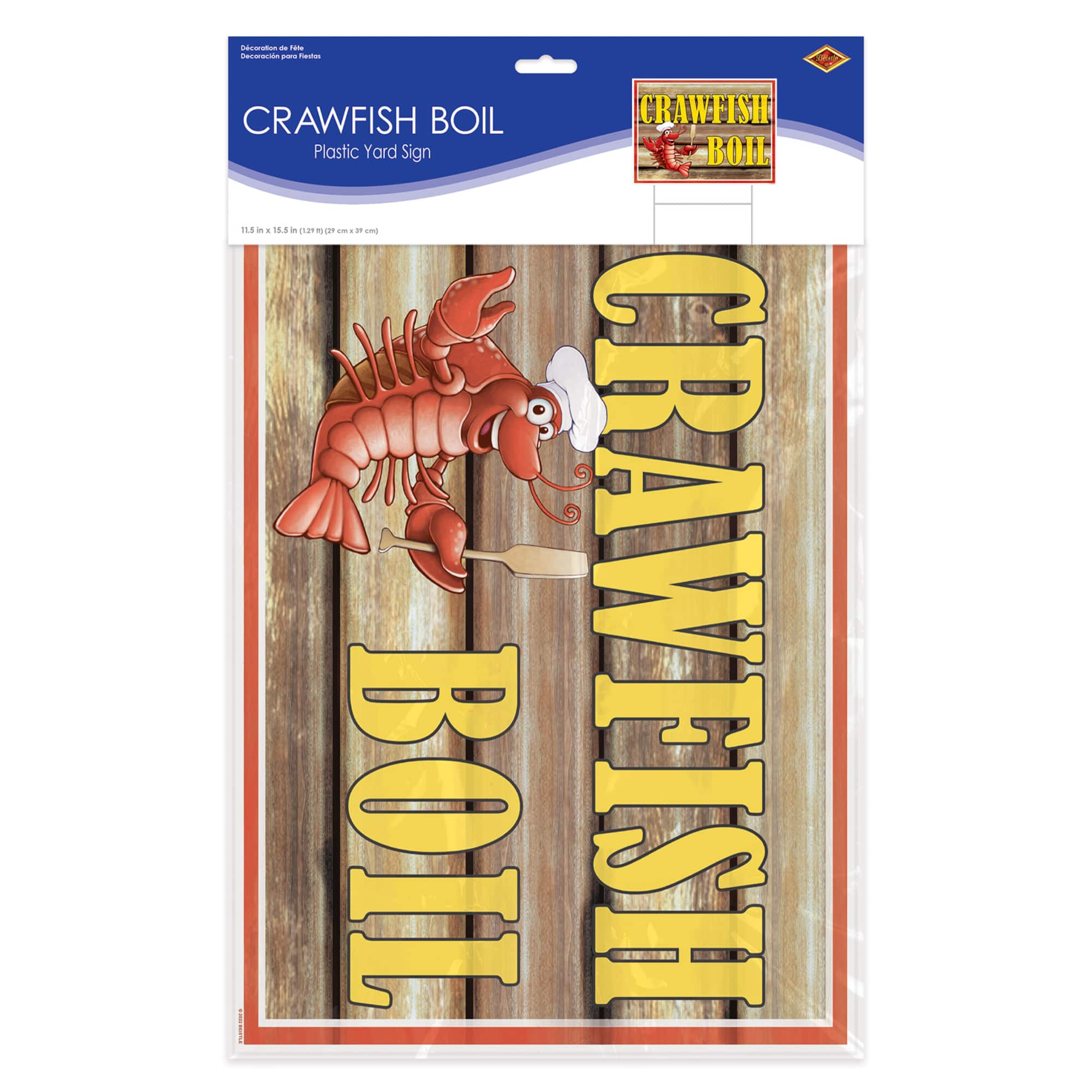 Beistle 11.5" x 15.5" Crawfish Boil Plastic Yard Sign